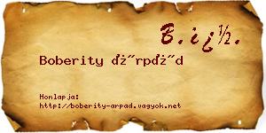 Boberity Árpád névjegykártya